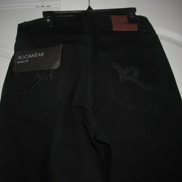 ROCAWEAR Baggy Fit Button Closure Black Jeans Size 34 - Picture 5 of 11